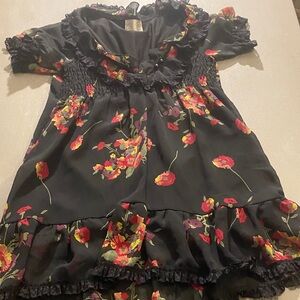 Floral Black Skirt